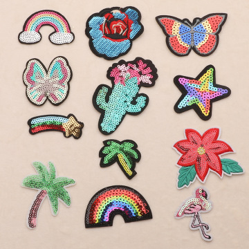 Cool Sequins Embroidered Patches: Flowers, Trees, Birds, Butterfly, Rainbow for Clothing