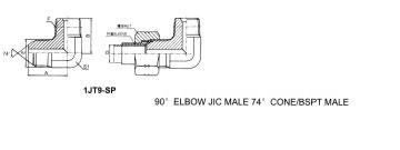 90' ELBOW JIC MALE 74' CONE/BSPT MALE