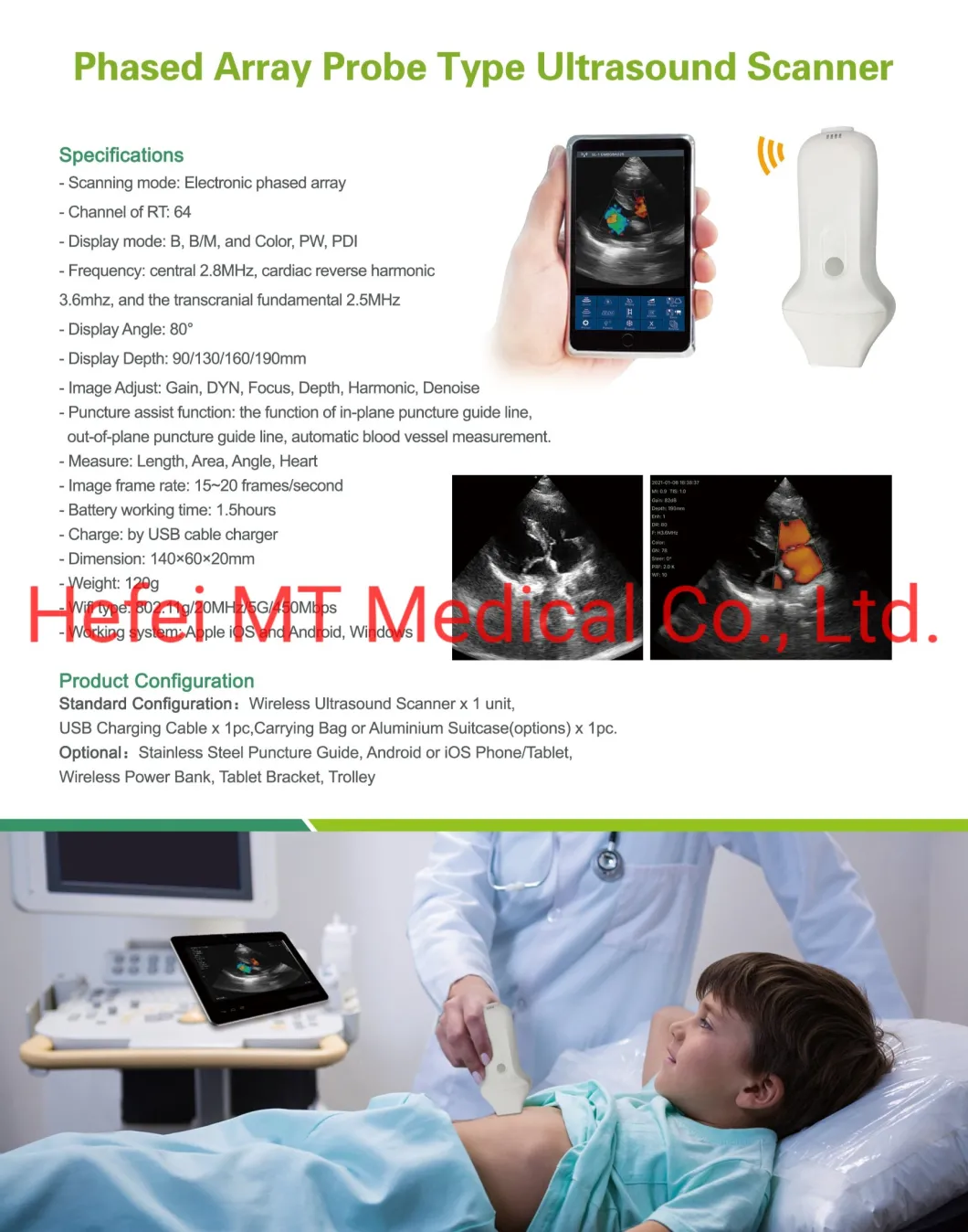 Ultrasound Cardaic Phased Array Wireless Ultrasound Probe