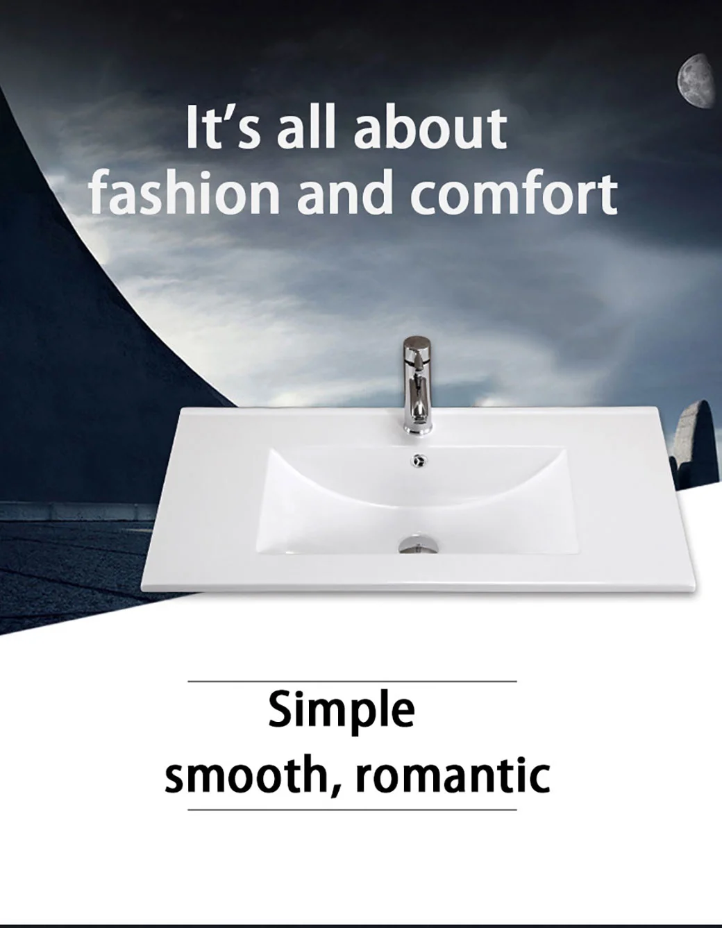 New Design High Quality Rectangular Thin Edge Ceramic Wash Basin