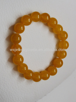 Natural crystal bracelet Yellow chalcedony Bracelet 8mm Zhaocai yellow essential white moss