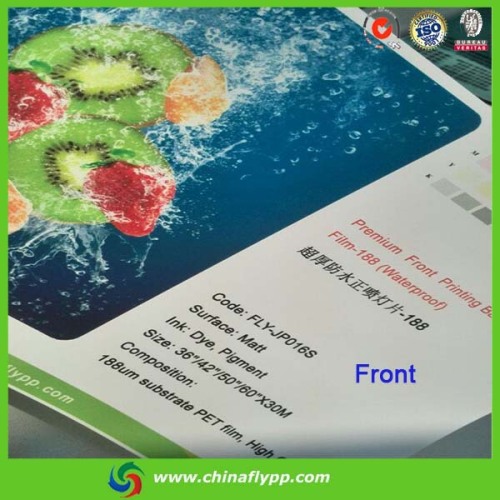 high quality backlit pet film, premium front prinitng backlit pet film, 188 micron backlit pet film