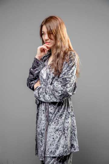 Autumn and winter thickened women's long pajamas