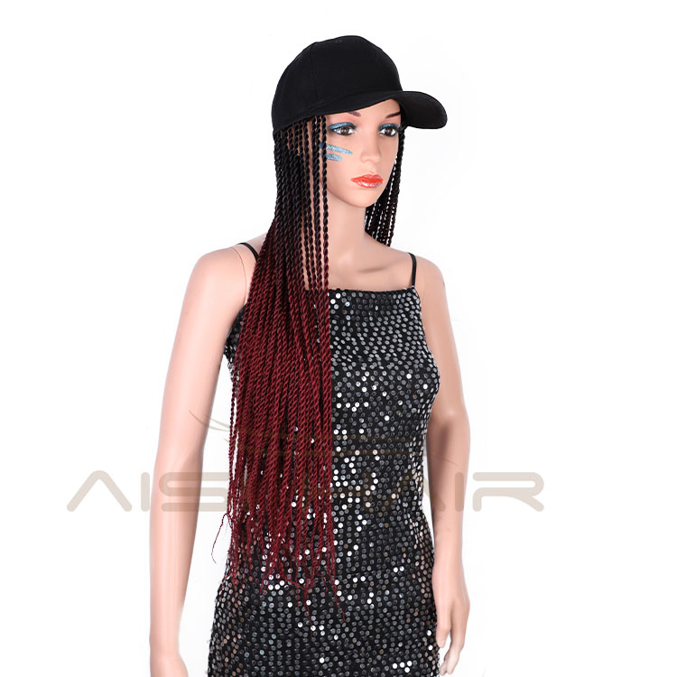 Aisi Hair Heat Resistant Synthetic Baseball Hat With Crochet Twist Braiding Hair Extension For Black Women Synthetic Hair Wigs