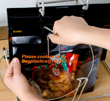 Custom plastic slide zipper hot chicken bags, roasted chicken packaging bag, microwaveable grilled chicken bags