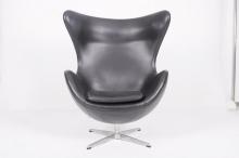 Leather egg chair in black