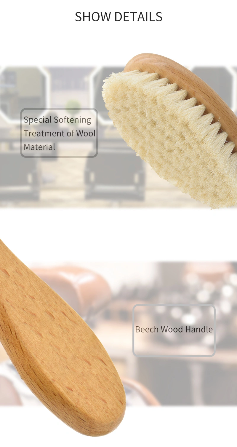 Soft Wool Beard Brush with Wood Handle for Hairdressing or Personal Care Beard Brush