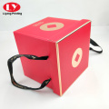 Foldable Paper Handle Gift Box With Grosgrain Ribbon