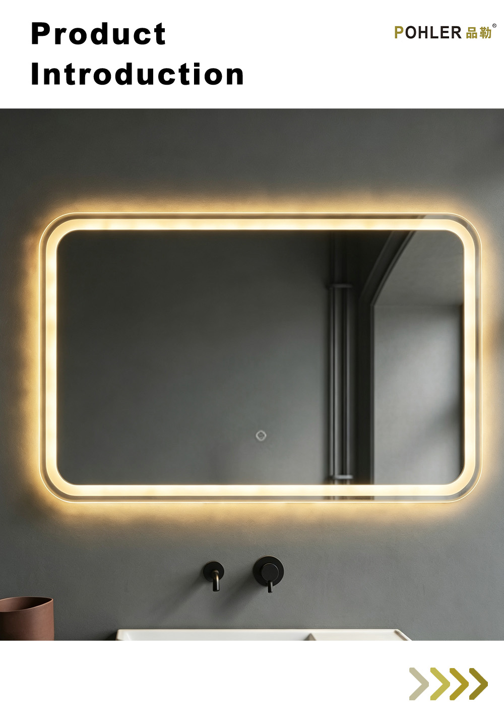 D006 Умное зеркало со светодиодной подсветкой в каменной раме X D006 Stone Frame LED Smart Mirror X