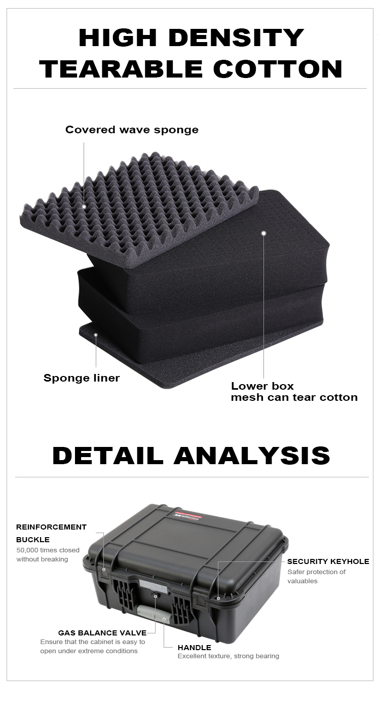 D2816 High Quality Waterproof and Shockproof Tool Storage Hard Plastic Waterproof Case With Customized Foam
