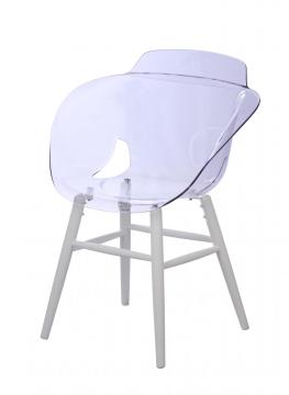 French design plastic chairs with wood footrest