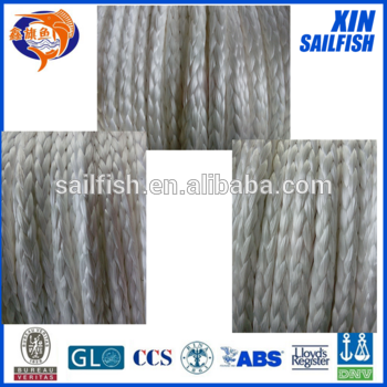 White color 12-strand UHMWPE ropes 12mm