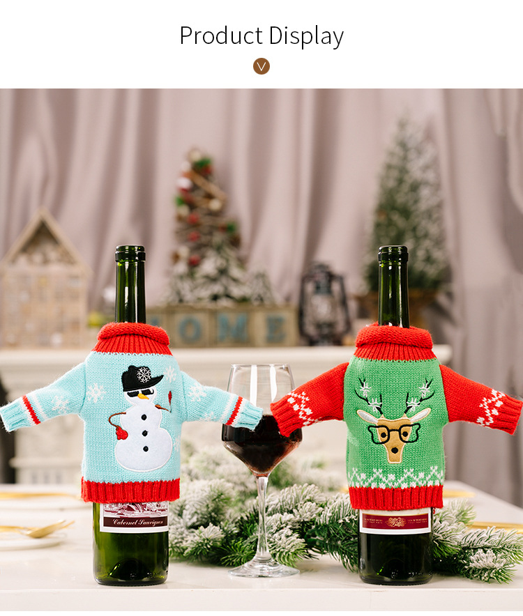 New Product Red Wine Bottle Bag Christmas Decoration Christmas Knitted Clothes Wine Set Table Setting Supplies