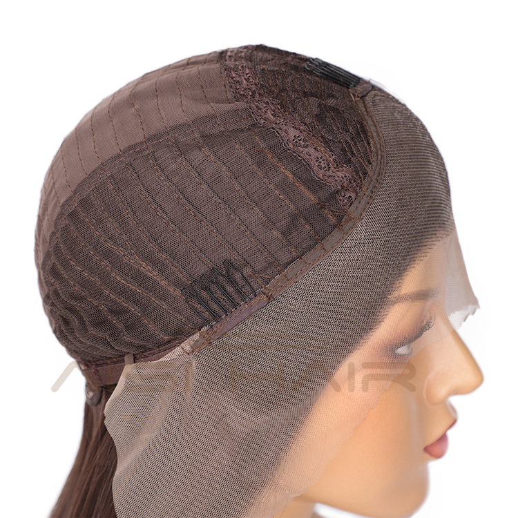 Aisi Hair Long Silky Straight Wave Brown Wig Cheap Swiss Lace Wig Synthetic Hair Lace Frontal Wigs For Black White Women