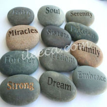 Engraved wish stone cobbles with word