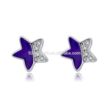 925 sterling silver cubic zirconia star earings