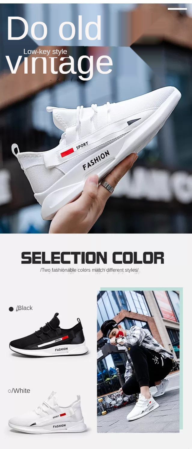 High Quality Custom Casual Stylish New Sports White Sneaker Shoes For Men Breathable Running Shoes