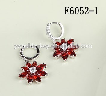 Flower pendant charm cubic zirconia wedding stud earrings