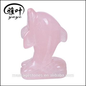 2'' Semi-Precious Stone Rose Quartz Dolphin Animal Carvings Wholesale