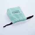 mint green mini velvet pouch with black string