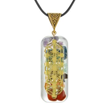 7 Chakra Energy Pendant Orgonite Necklace Rainbow Crystal Pendant Yoga Meditation Necklace Resin Jewelry for Women Men