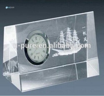 Personalized Laser Engraved Crystal Clock,Crystal Clock Pwaperweight