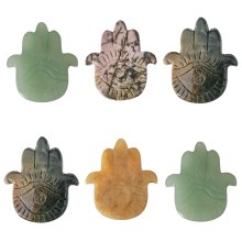 Gemstone Fatima Hand Pendant (approx 50x57mm) Hanging Decorations Natural Stone Carved Handmade Hand Charm