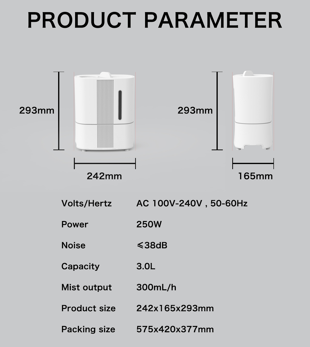 HTJ-2085 humidifier specification HTJ-2085 humidifier specification