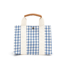 Vintage Cotton Plaid Girls Small Tote Picnic Bags