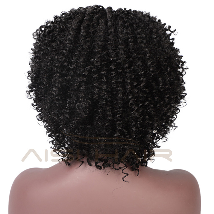 African American Synthetic Curly Hair Natural Black Afro Kinky Curly Short Wigs Women Wigs Black Hair For Black