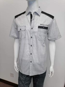 Mens cotton yd slubbed fabric short sleeve shirt