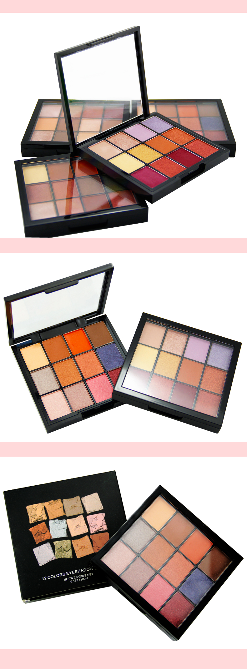 Hot sale Easy To Color Versatile 12 color Eyeshadow Tray Multicolored Professional Matte And Shiny Eyeshadow Palette Custom
