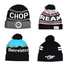 cheap wholesale high quality beniae, pom knit custom beanies