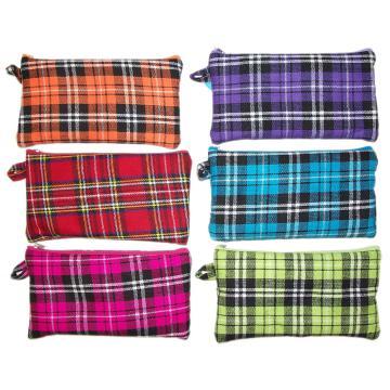 Plaid puffy  pencil pouch for kids