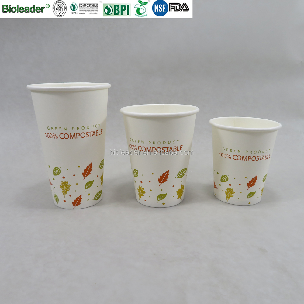 Biodegradable Printed Disposable PLA lined Paper Coffee Cups