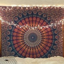 International Indian Psychedelic Peacock Bohemian Wall Tapestry: Custom Printed Large Size