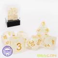 Bescon Shimmery Dice Set Rose-Golden, RPG Juego de 7 dados en caja de ladrillo