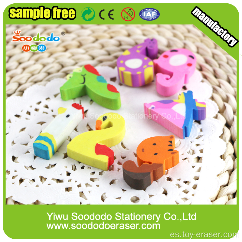 Número de la forma animal Extruded Eraser promotion stationery