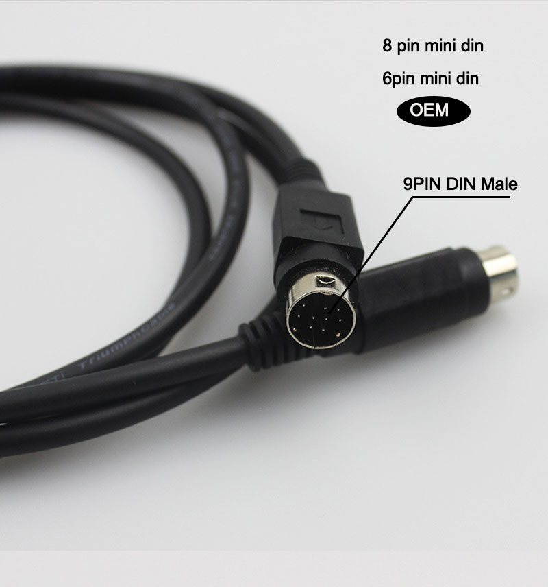 High Quality Factory Manufacture Unibody  1M/2M Stereo  4pin/8pin/13pin Mini Din Cable