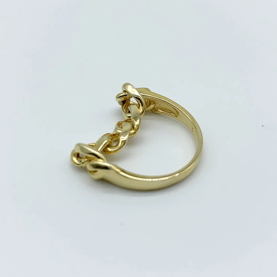 925 Sterling Silver 14K 18K Gold Simple Chain Ring