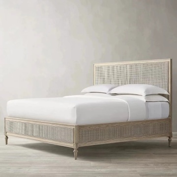 18th Century Retro Antique French Oak Wood Bed with Footboard