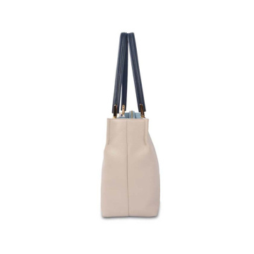 Modern Organizer Beige Farbe Medium Schultertasche aus Leder