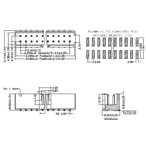 BHCM04 2.0mm Box Header SMT Type H=6.1mm