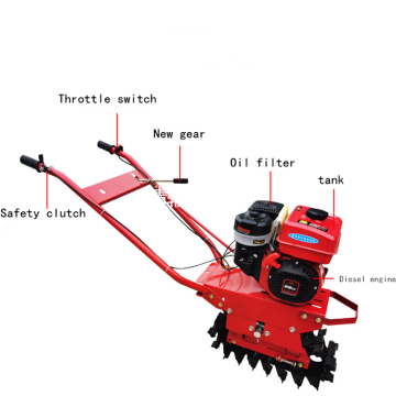 176 Air-Cooled Diesel Small Power Farm Tiller - Multifunctional Mini Tiller