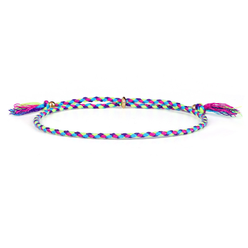 Pulsera de hilo trenzado a mano para escribir y tocar joyas, algodón tibetano, cuentas de cobre, borla, cuerda de mano ajustable