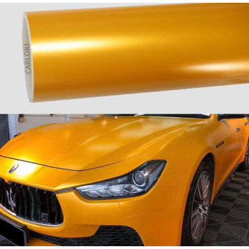 Satin metallesche giel Auto Vinyl Wrap