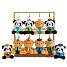 Factory Wholesale Cute Traffic Police Teddy Bear Plush Keychain