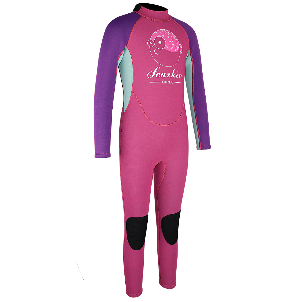 Seaskin 3/2mm crianças de manga longa Back Zip Beach Diving Wetsuits completos