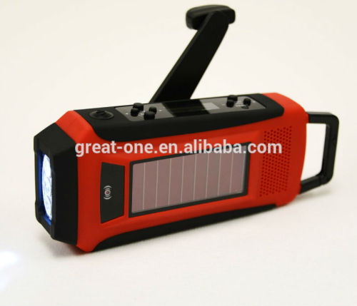 LCD Emergency Solar Hand Crank Self Powered AM/FM/WB(NOAA) Digital Radio + Flashlight+mobile phone Charger