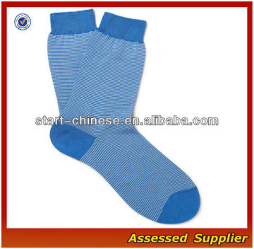 Blue Striped Mercerized Cotton Socks/Women Spring thin Cotton Socks